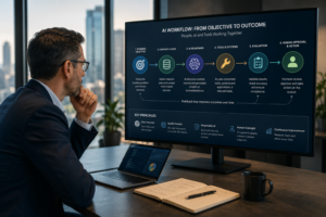 Business professional using AI tools as prompt engineering evolves