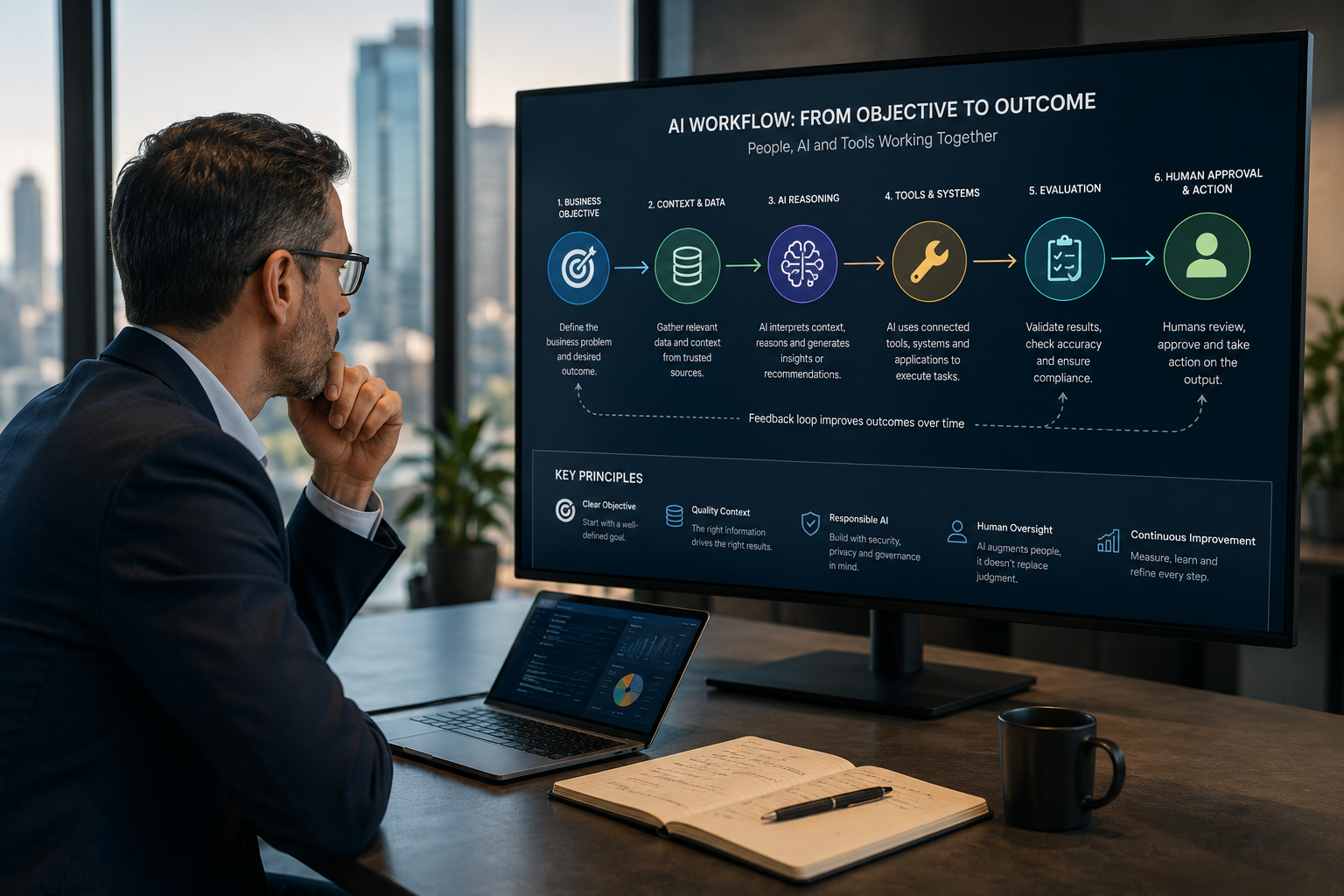 Business professional using AI tools as prompt engineering evolves