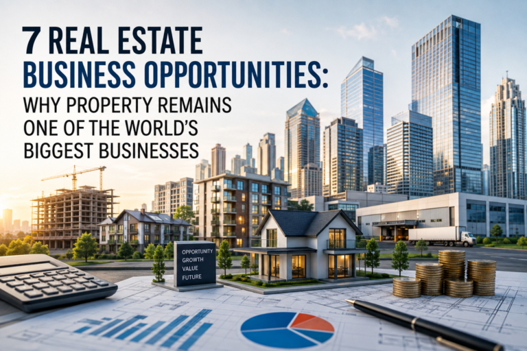 Real estate professional analyzing property investment and business opportunities