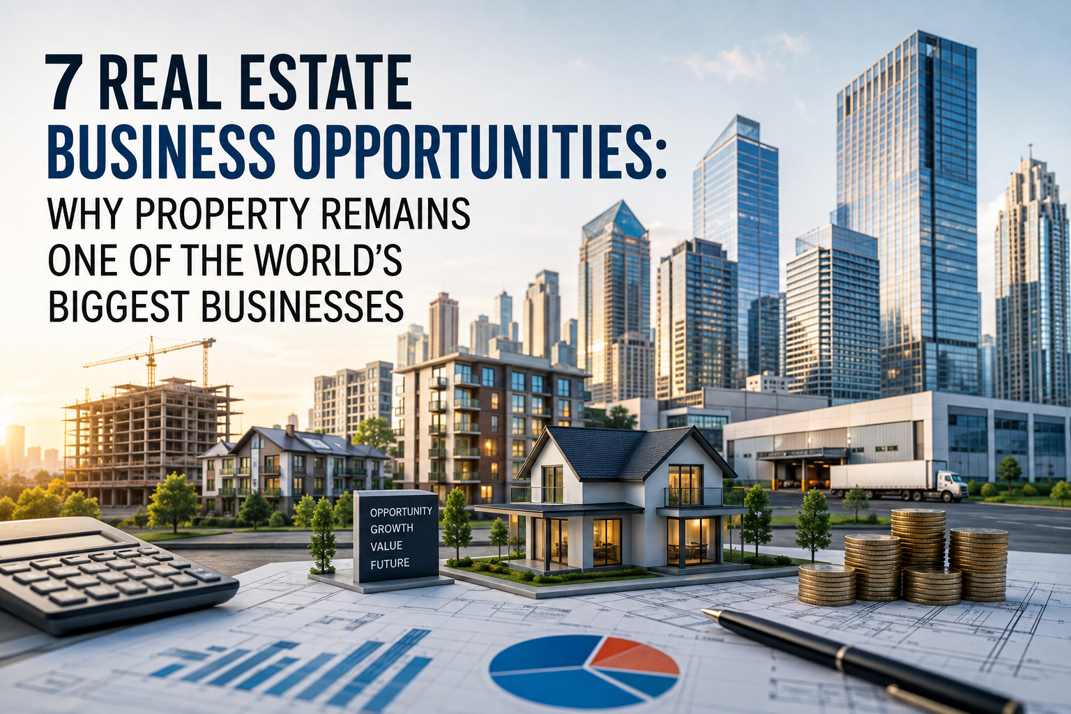 Real estate professional analyzing property investment and business opportunities