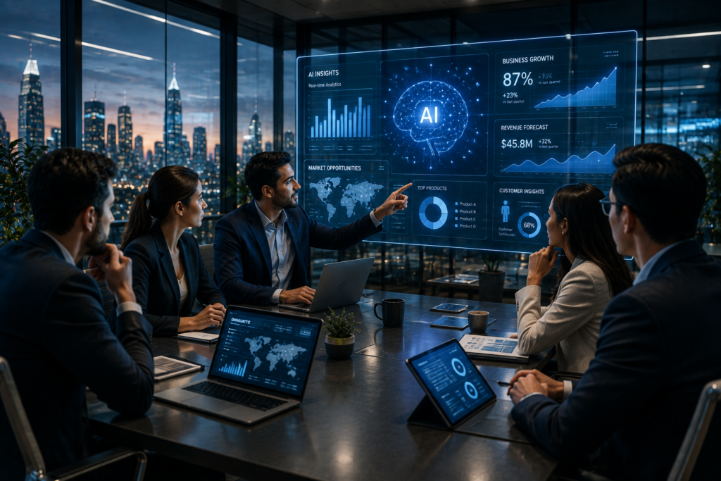 Entrepreneur using artificial intelligence tools to build and grow a business