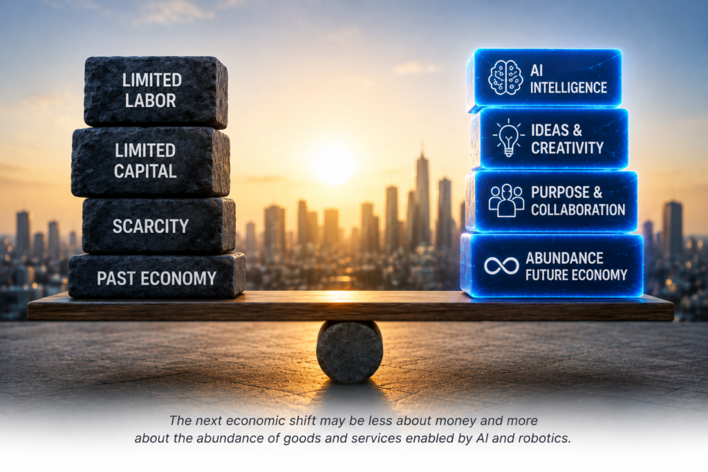 AI and robots increasing productivity and creating economic abundance