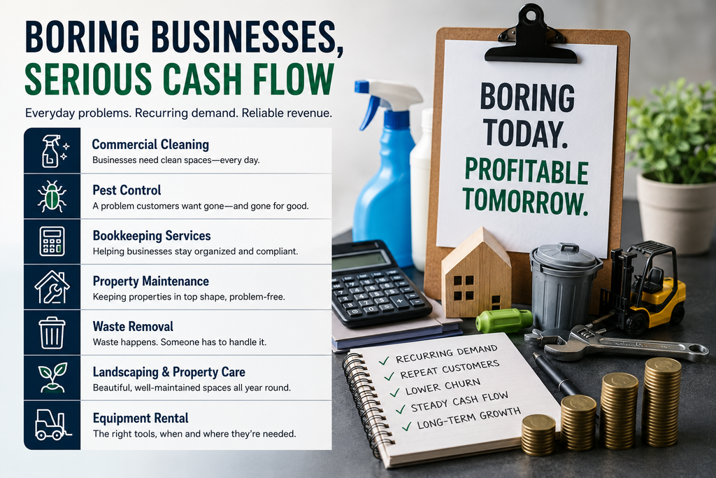 Commercial cleaning business providing recurring cleaning services in a modern office