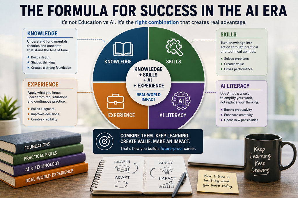 Success in the age of AI combining knowledge, practical skills, AI literacy and real-world experience
