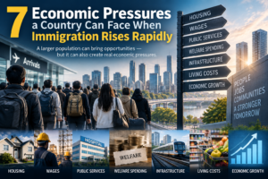 Economic pressures a country can face when immigration rises rapidly, including housing, wages, public services and infrastructure