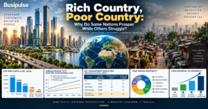 Global economic inequality illustrated through productivity, institutions, investment and living standards