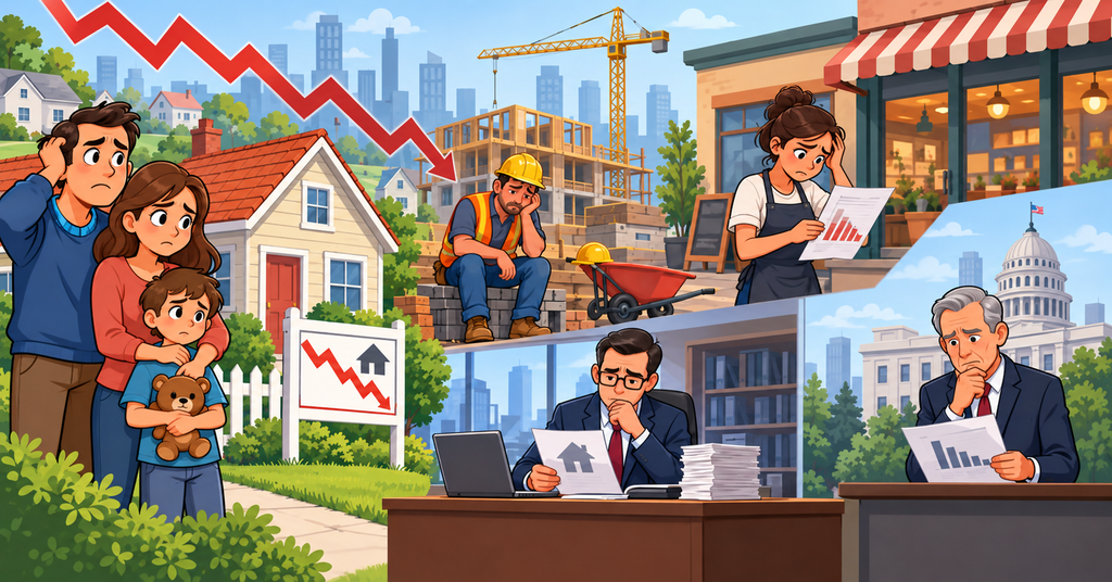 Housing crash affecting homeowners, construction workers, businesses, banks and government