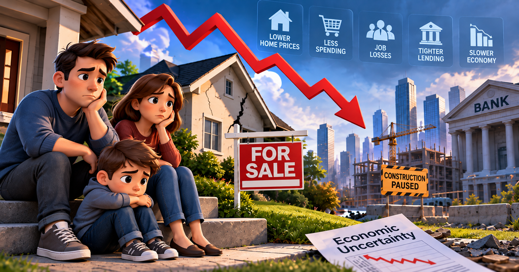 Housing crash causing lower home prices, job losses, tighter lending and slower economic growth