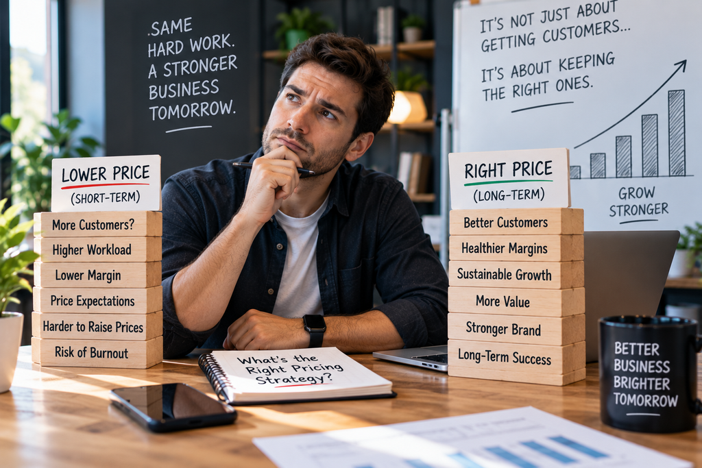 Startup comparing lower prices with a sustainable long-term pricing strategy