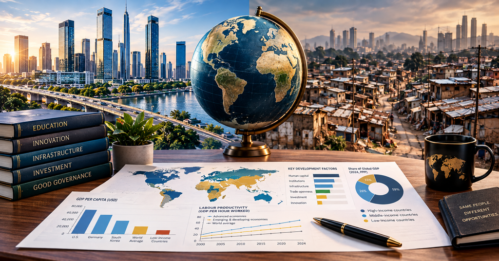 Education, institutions, investment and productivity as foundations of long-term national prosperity