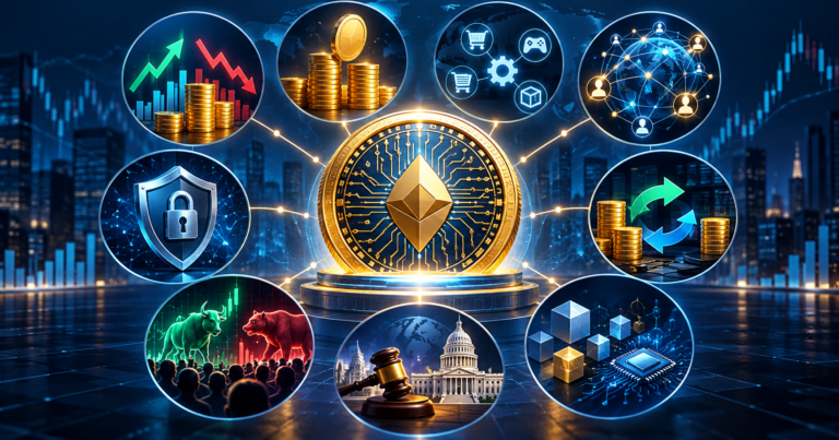 Cryptocurrency value drivers including supply, utility, security, network effects and market demand